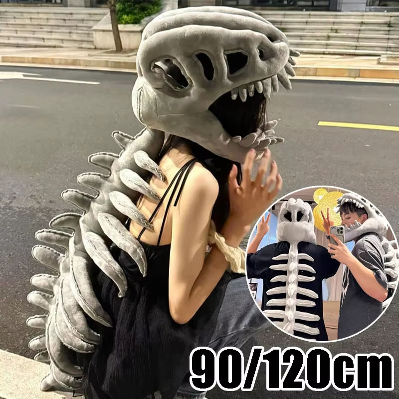 Party Games For Adults And Kids - Dinosaurus-skelet pluche hoodie met masker, Chinese